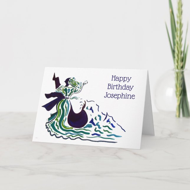 Ballroom Dancers on a Wave Birthday Card (Front)