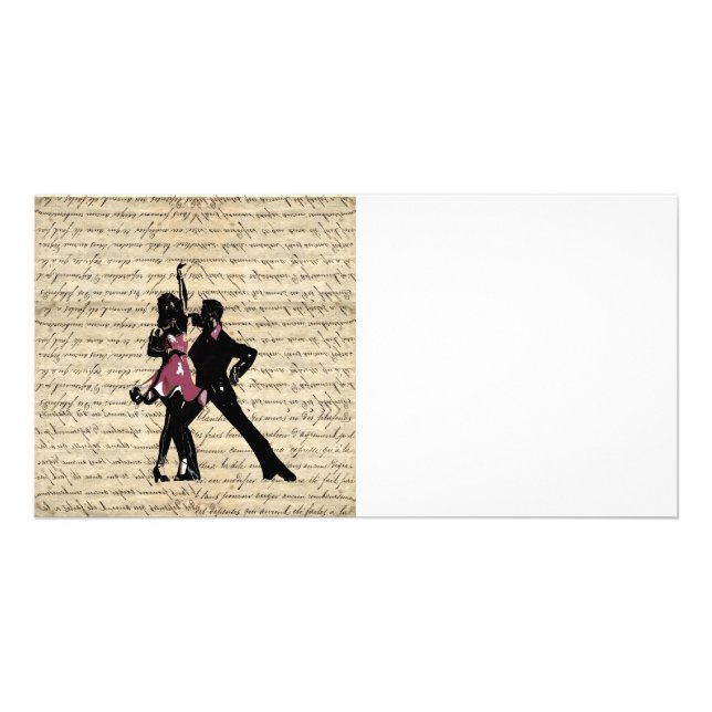 Ballroom dancers on vintage paper card (Front)