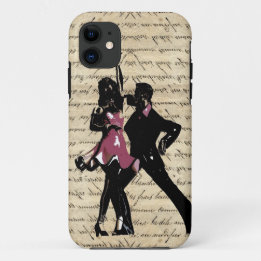 Ballroom dancers on vintage paper iPhone 11 case