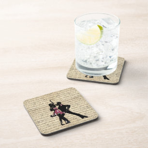 Ballroom dancers on vintage paper coaster