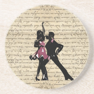 Ballroom dancers on vintage paper coaster