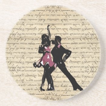 Ballroom Dancers On Vintage Paper Coaster by vintageprintstore at Zazzle