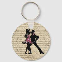 Ballroom dancers on vintage paper