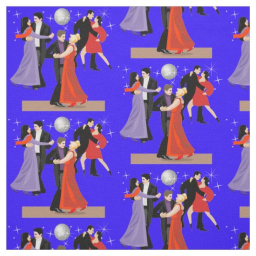 Ballroom Dancers Under Stars Disco Ball Fabric