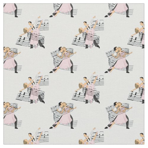 Ballroom Dancers With Music Fabric