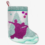 Ballroom Dancers With Ornaments Trees Snow Small Christmas Stocking