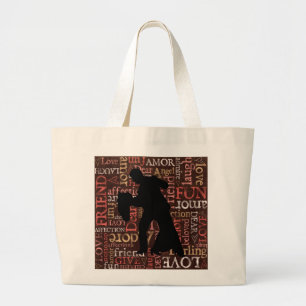 Ballroom Dancing Couple Silhouette, Jumbo Bag