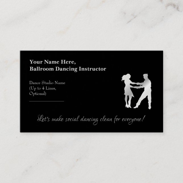 Ballroom Dancing Instructor Mexican Silver Business Card (Front)