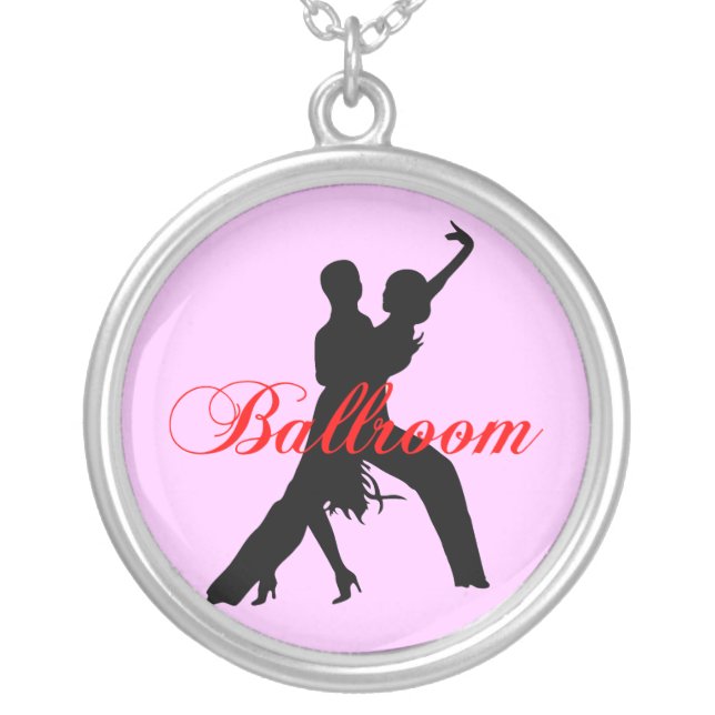 ballroom dancing silver plated necklace (Front)