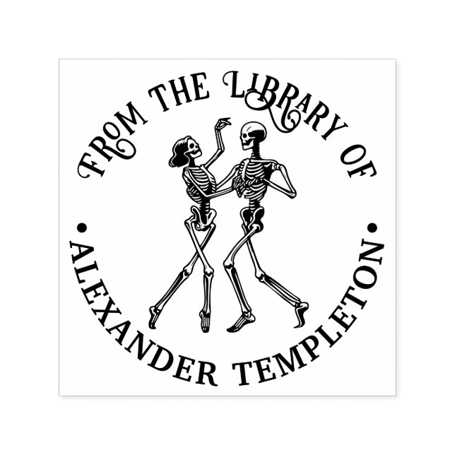 Ballroom Dancing Skeleton Couple Library Book Name Self-inking Stamp (Design)