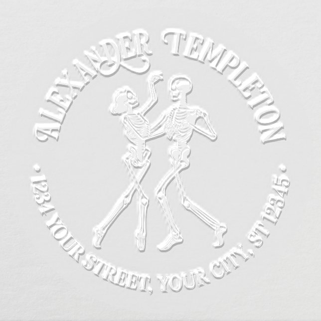 Ballroom Dancing Skeleton Couple Name Ret Address Embosser (Design)