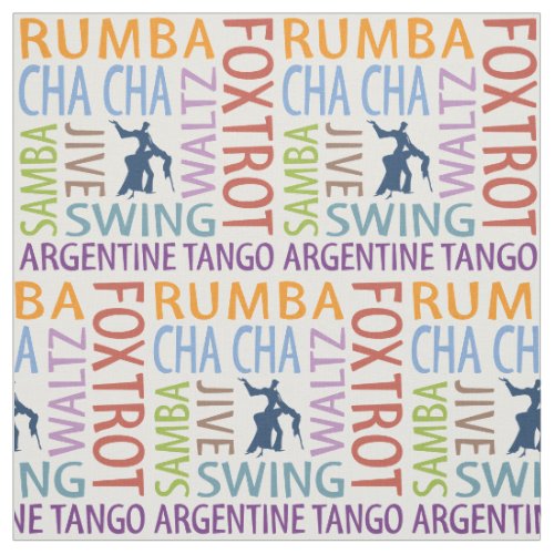 Ballroom Dancing Word Art Fabric