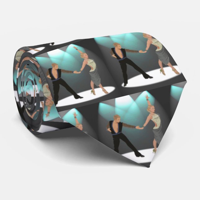 Ballroom Latin Dancers Couple With Spotlight Neck Tie (Rolled)
