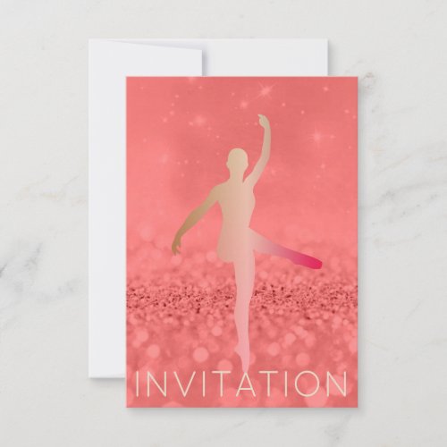 Ballroom Modern Dancer Piruette Pink Blush Foxier Invitation