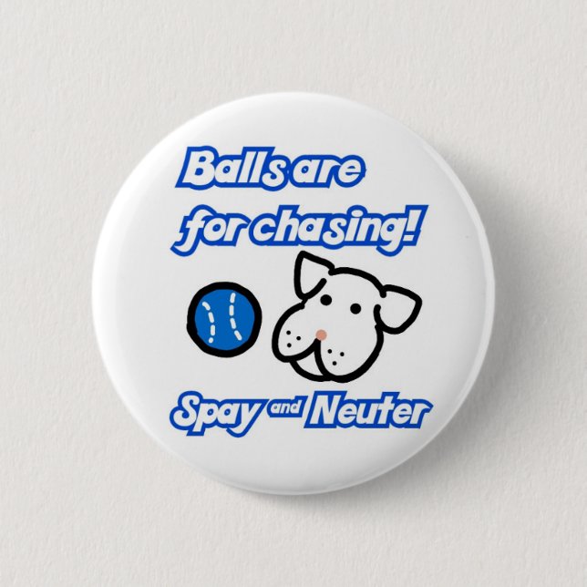 Balls are for chasing cute spay neuter dog pin (Front)