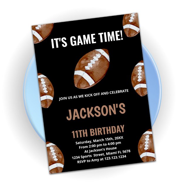 Balls Black Football Birthday Invitations (Creator Uploaded)