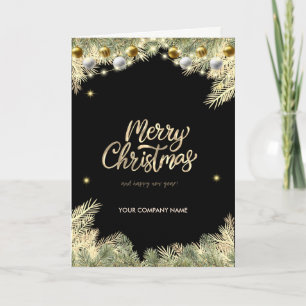 Balls,Branches,Black Corporate Holiday Card