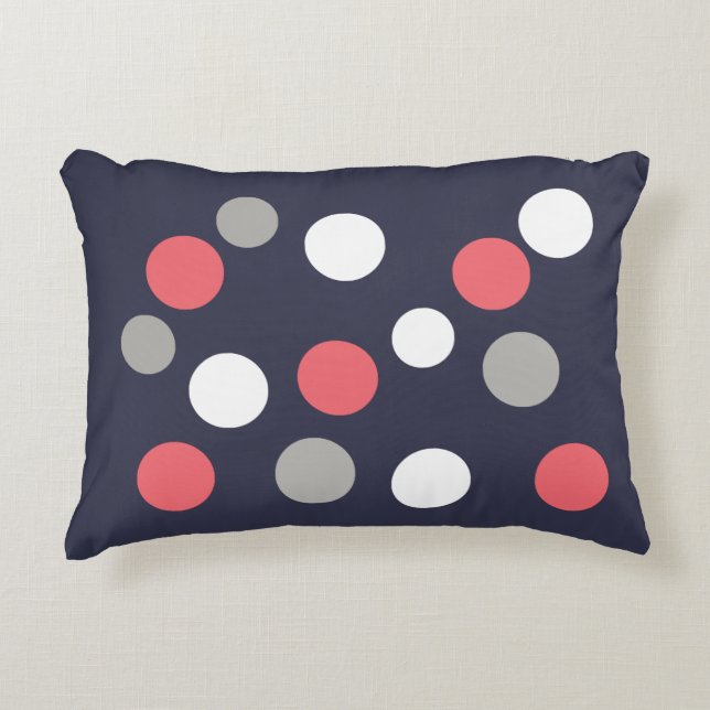 Balls Circles Pattern Grey White Coral Pink Accent Pillow (Front)
