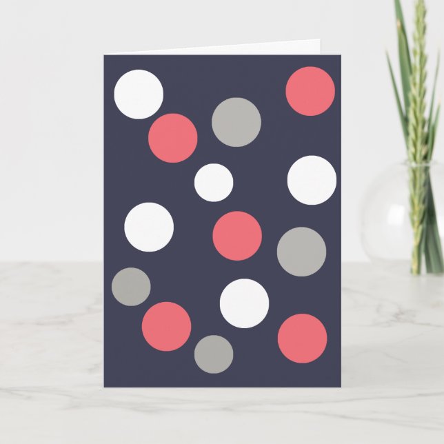 Balls Circles Pattern Grey White Coral Pink Card (Front)