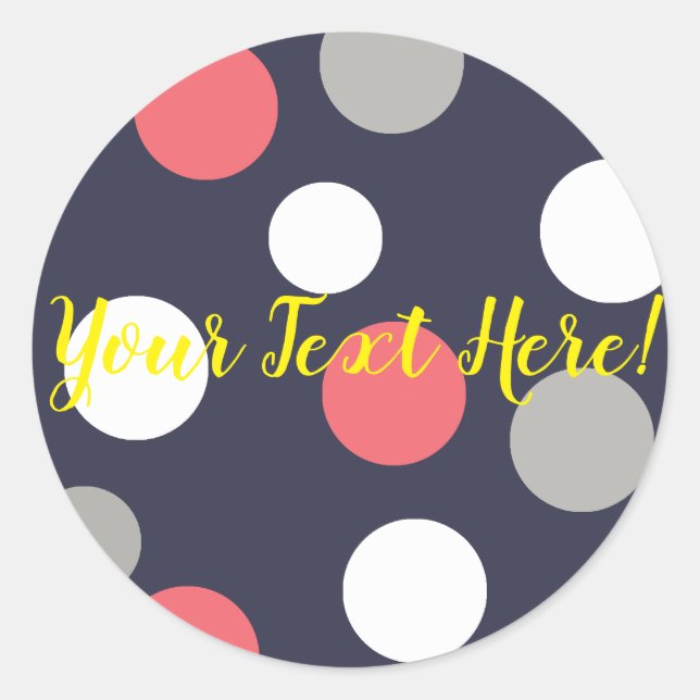 Balls Circles Pattern Grey White Coral Pink Classic Round Sticker (Front)