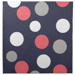 Balls Circles Pattern Grey White Coral Pink Cloth Napkin