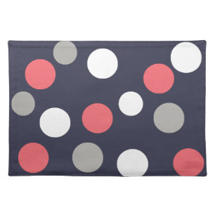 Balls Circles Pattern Grey White Coral Pink Cloth Placemat