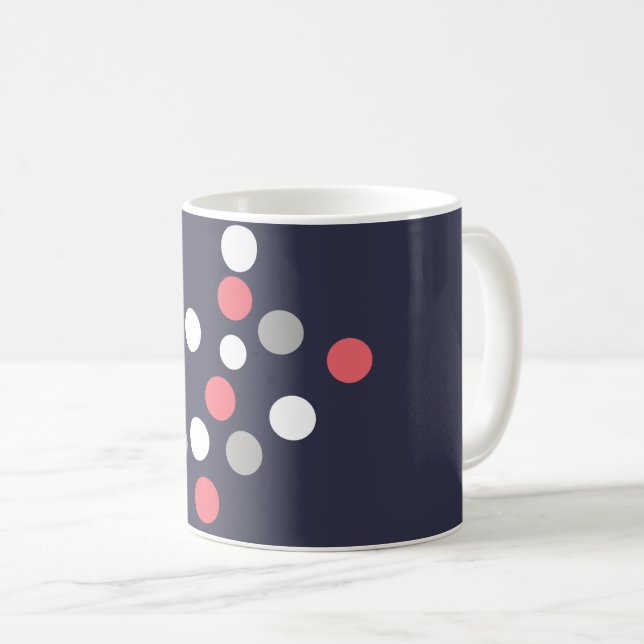 Balls Circles Pattern Grey White Coral Pink Coffee Mug (Front Right)