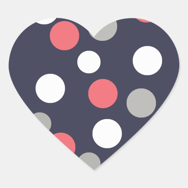 Balls Circles Pattern Grey White Coral Pink Heart Sticker (Front)
