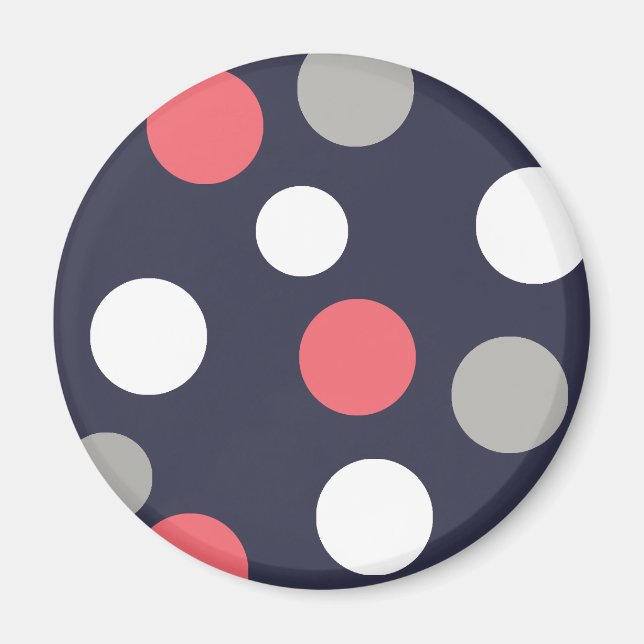 Balls Circles Pattern Grey White Coral Pink Magnet (Front)