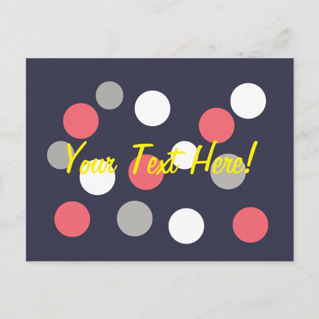 Balls Circles Pattern Grey White Coral Pink Postcard (Front)