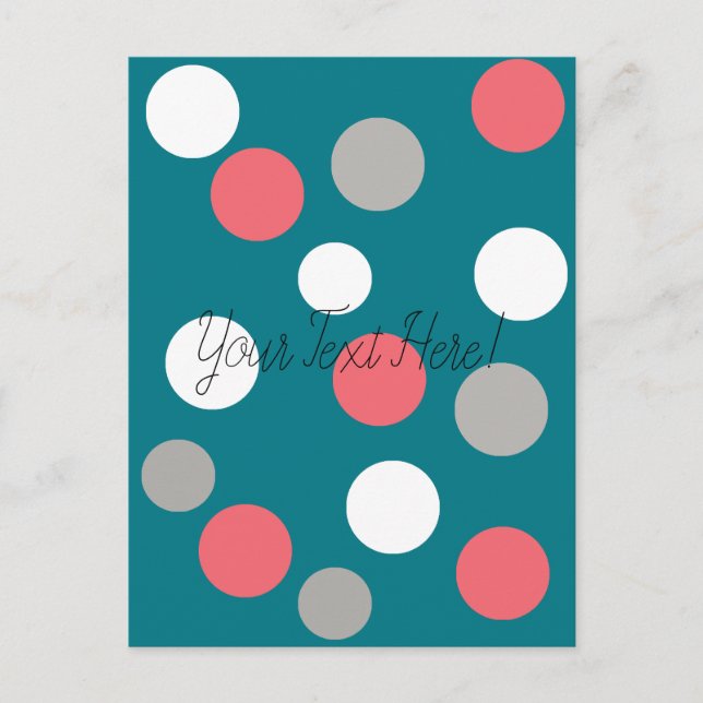 Balls Circles Pattern Grey White Coral Pink Postcard (Front)