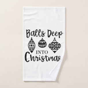Balls Deep Into Christmas Funny Christmas Xmas Hand Towel