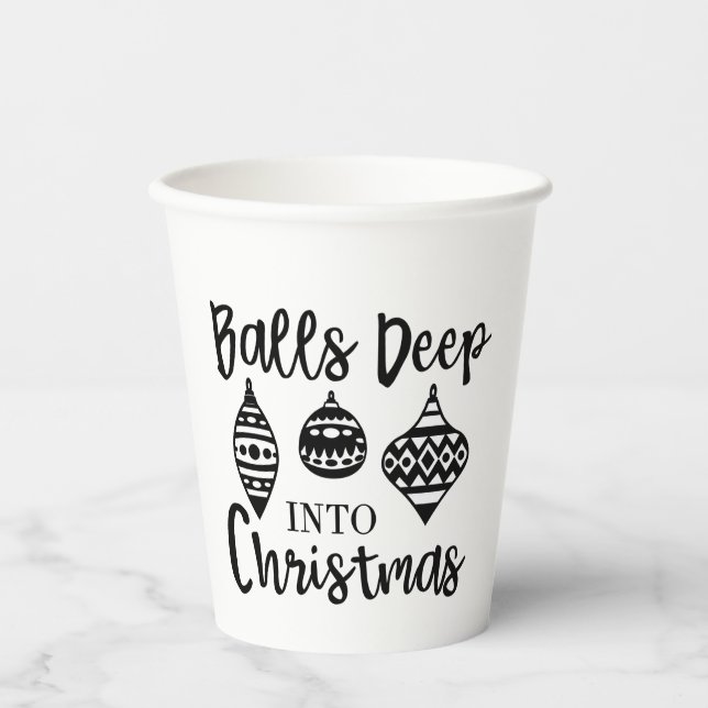 Balls Deep Into Christmas Funny Christmas Xmas  Paper Cups (Front)
