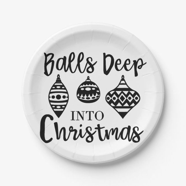 Balls Deep Into Christmas Funny Christmas Xmas  Paper Plates (Front)