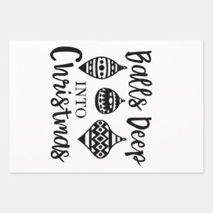 Balls Deep Into Christmas Funny Christmas Xmas Wrapping Paper Sheets