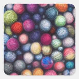 Balls of Wool Square Sticker