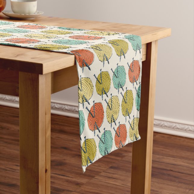 Balls of Wool Yarn Pattern Short Table Runner (In Situ)