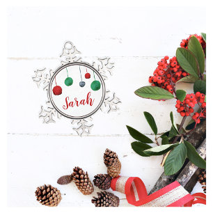 Balls of Yarn Crafty Holiday Name/Text Snowflake Pewter Christmas Ornament