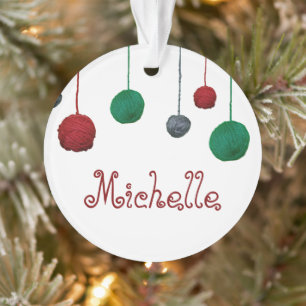 Balls of Yarn Crafty Holiday / Your Text Ornament