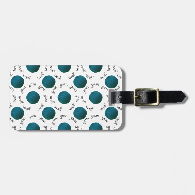 Balls of Yarn Teal Crafts Luggage Tag (Front Horizontal)