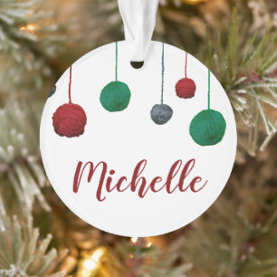 Balls of Yarn • Your Name • Knit Crochet Crafts Ornament
