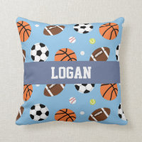 Balls Pattern Boys Sports Room Decor Pillow