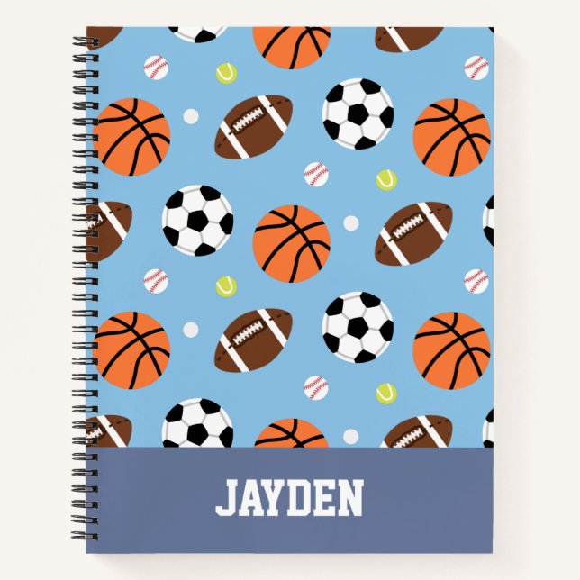 Balls Pattern Sports Kids Personalized Notebook (Front)