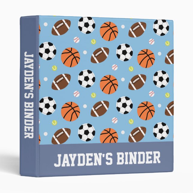 Balls Pattern Sports Themed Binder (Front/Spine)