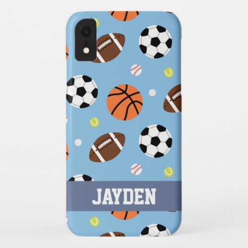 Balls Sports Themed Pattern Boys Personalized iPhone XR Case