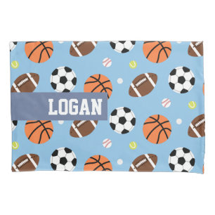 Balls Sports Themed Pattern Boys Room Decor Pillow Case