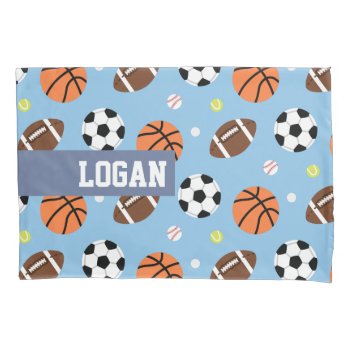 Balls Sports Themed Pattern Boys Room Decor Pillow Case by RustyDoodle at Zazzle