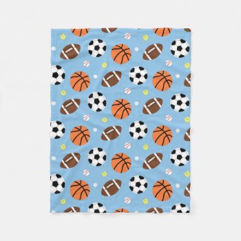 Balls Sports Themed Pattern For Boys Fleece Blanket by RustyDoodle at Zazzle