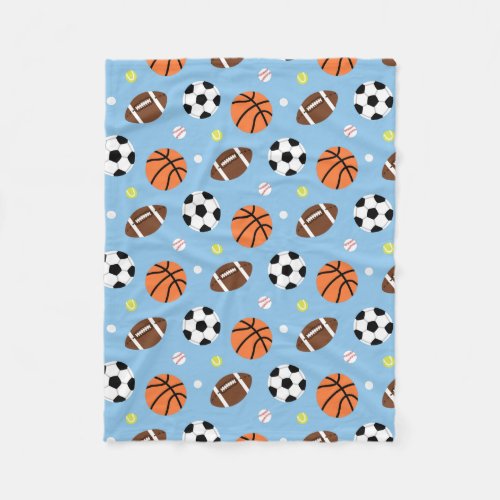 Balls Sports Themed Pattern For Boys Fleece Blanket