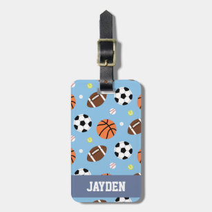 Balls Sports Themed Pattern For Boys Luggage Tag